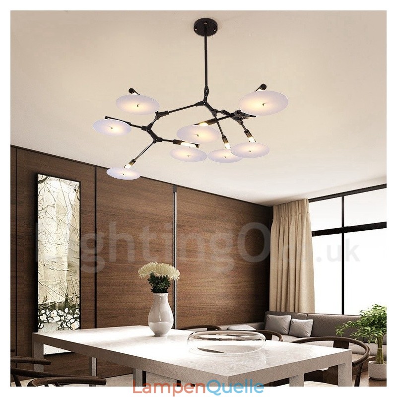 Moderne, zeitgenössische Kronleuchterlampe mit 8 Lichtern in Schwarz