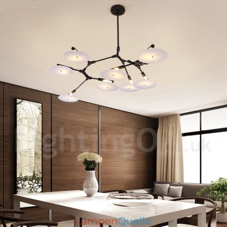 Moderne, zeitgenössische Kronleuchterlampe mit 8 Lichtern in Schwarz Moderne, zeitgenössische Kronleuchterlampe mit 8 Lichtern in Schwarz