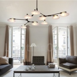 Moderne, zeitgenössische Kronleuchterlampe mit 9 Lichtern in Schwarz