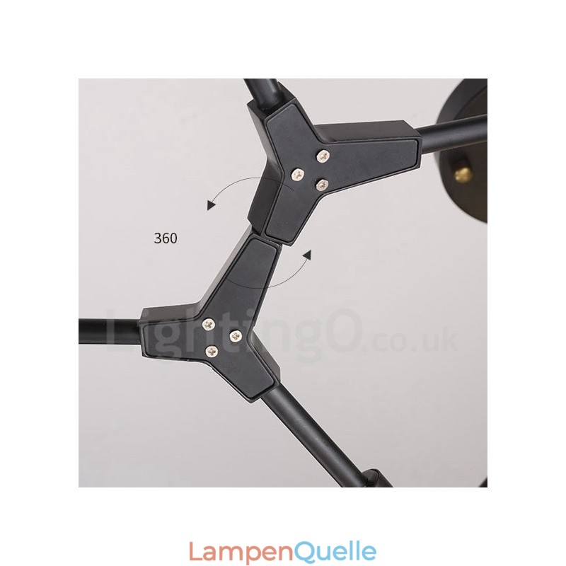 Moderne, zeitgenössische Kronleuchterlampe mit 9 Lichtern in Schwarz