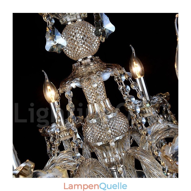 Retro Vintage Cognac Farbe K9 Kristall Moderner Kronleuchter mit 6 Lichtern