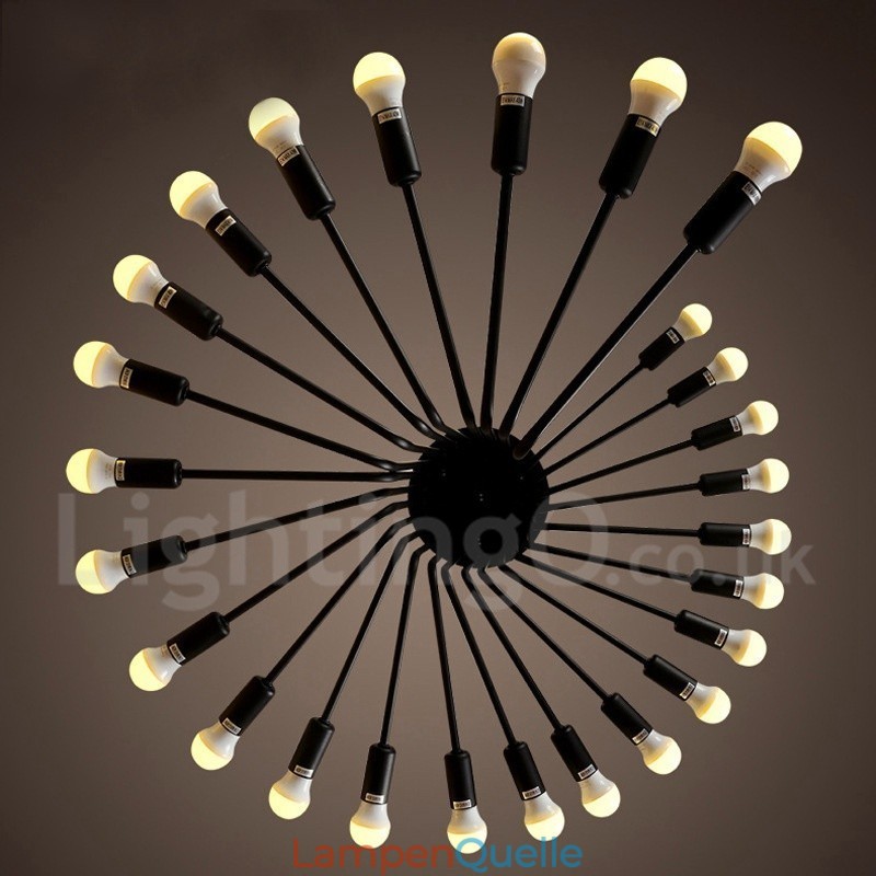 Schwarz 26 Licht Retro Vintage Modern Zeitgenössische Kronleuchter Lampe Licht