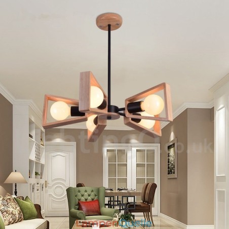 Holz Single Tier 5 Licht Kronleuchter Lampe Modernen Zeitgenössischen Stil Holz Single Tier 5 Licht Kronleuchter Lampe Modernen Zeitgenössischen Stil