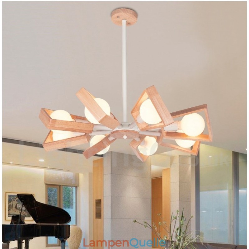 Holz Single Tier 8 Licht Kronleuchter Lampe Modernen Zeitgenössischen Stil