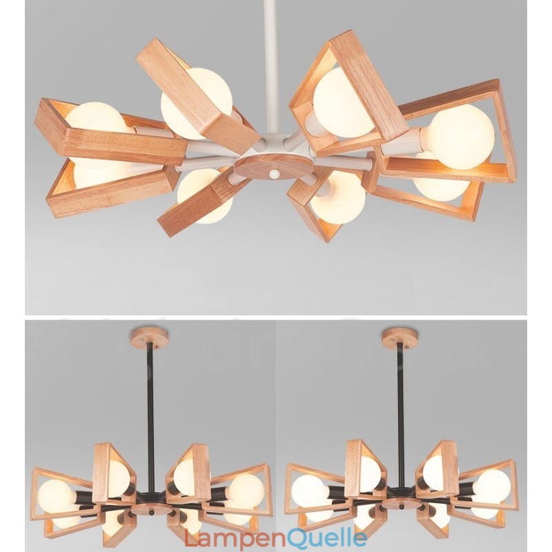 Holz Single Tier 8 Licht Kronleuchter Lampe Modernen Zeitgenössischen Stil