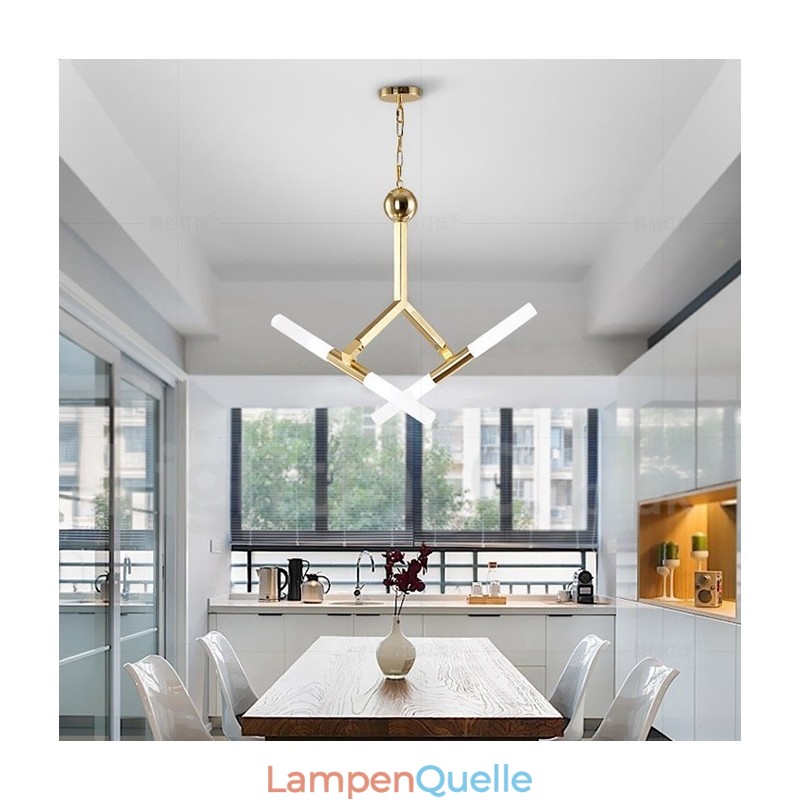 Moderne zeitgenössische 2-stufige 4-Licht-Kronleuchterlampe in goldener Farbe