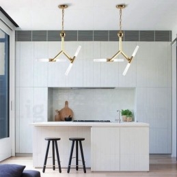Moderne zeitgenössische 2-stufige 4-Licht-Kronleuchterlampe in goldener Farbe