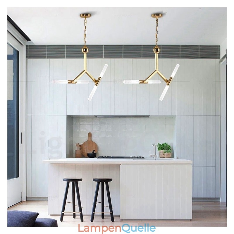 Moderne zeitgenössische 2-stufige 4-Licht-Kronleuchterlampe in goldener Farbe