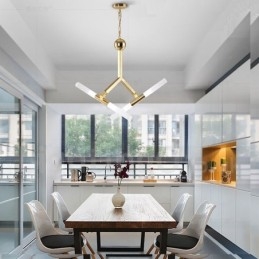 Moderne zeitgenössische 2-stufige 4-Licht-Kronleuchterlampe in goldener Farbe