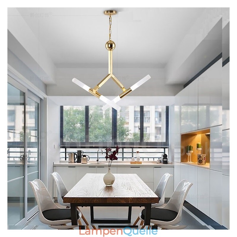 Moderne zeitgenössische 2-stufige 4-Licht-Kronleuchterlampe in goldener Farbe