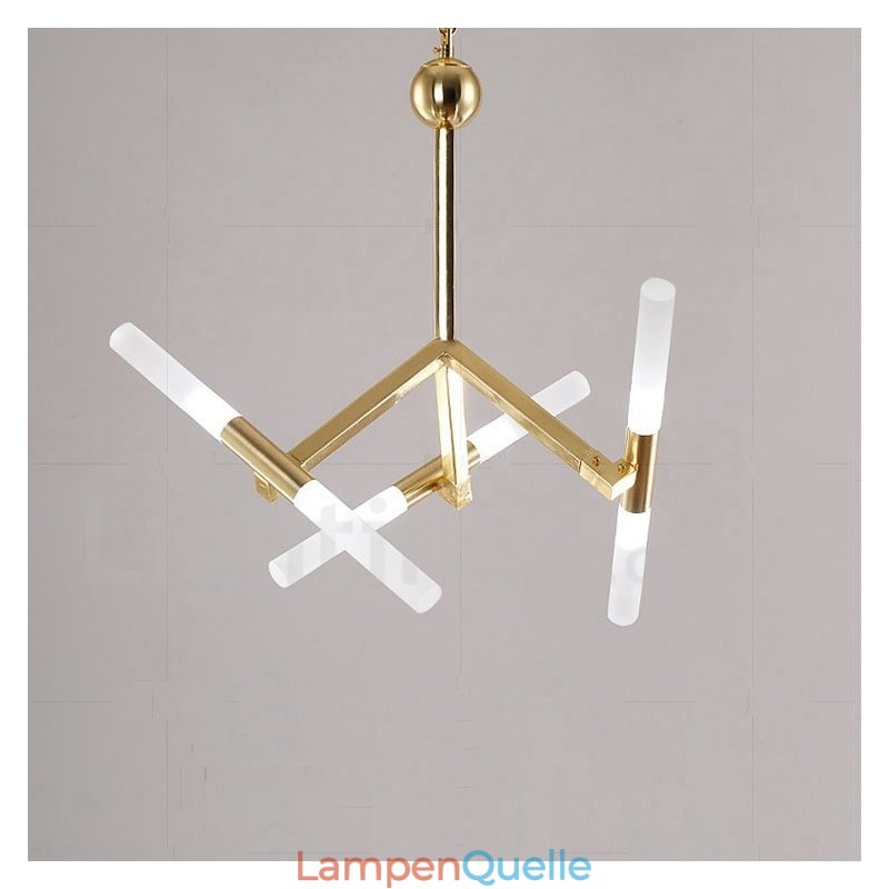 Moderne zeitgenössische 2-stufige 6-Licht-Kronleuchterlampe in goldener Farbe