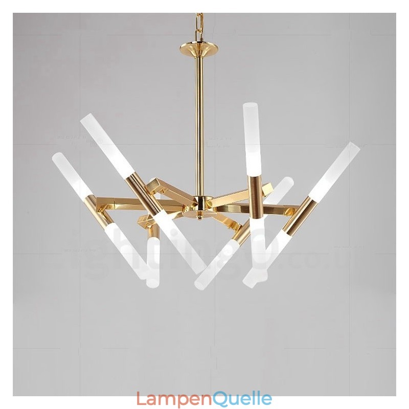 Moderne zeitgenössische 2-stufige 12-flammige goldene Kronleuchterlampe