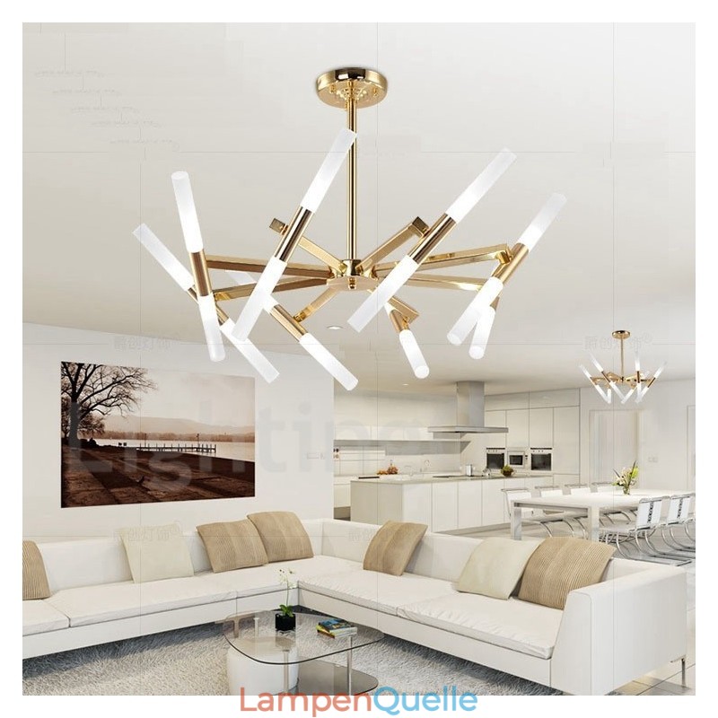 Moderne zeitgenössische 2-stufige 16-flammige goldene Kronleuchterlampe