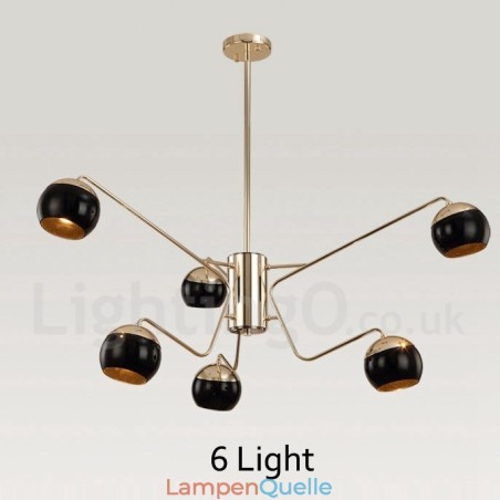 Moderne Kronleuchterlampe aus Metall mit 6 Lichtern, 2 Ebenen, mit Glasschirm Moderne Kronleuchterlampe aus Metall mit 6 Lichtern, 2 Ebenen, mit Glasschirm