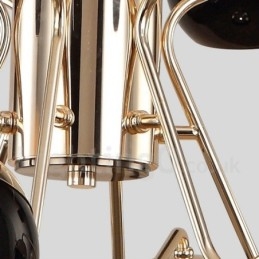 8-flammige, einstöckige, moderne Kronleuchterlampe aus Metall mit Glasschirm