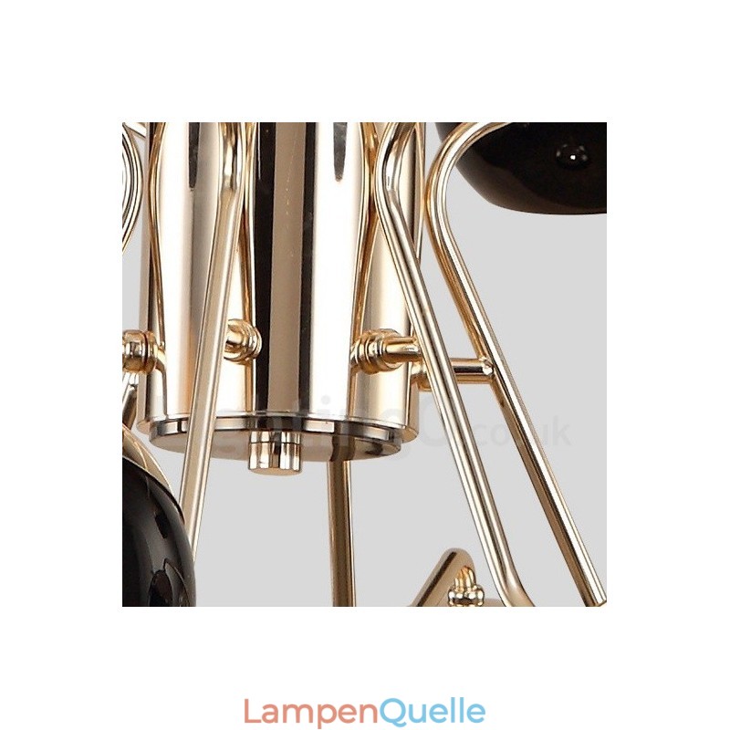 8-flammige, einstöckige, moderne Kronleuchterlampe aus Metall mit Glasschirm