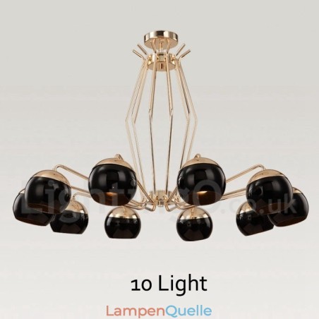 Moderne, zeitgenössische Kronleuchterlampe aus Metall mit 10 Lichtern und einem einstöckigen Glasschirm Moderne, zeitgenössische Kronleuchterlampe aus Metall mit 10 Lichtern und einem einstöckigen Glasschirm
