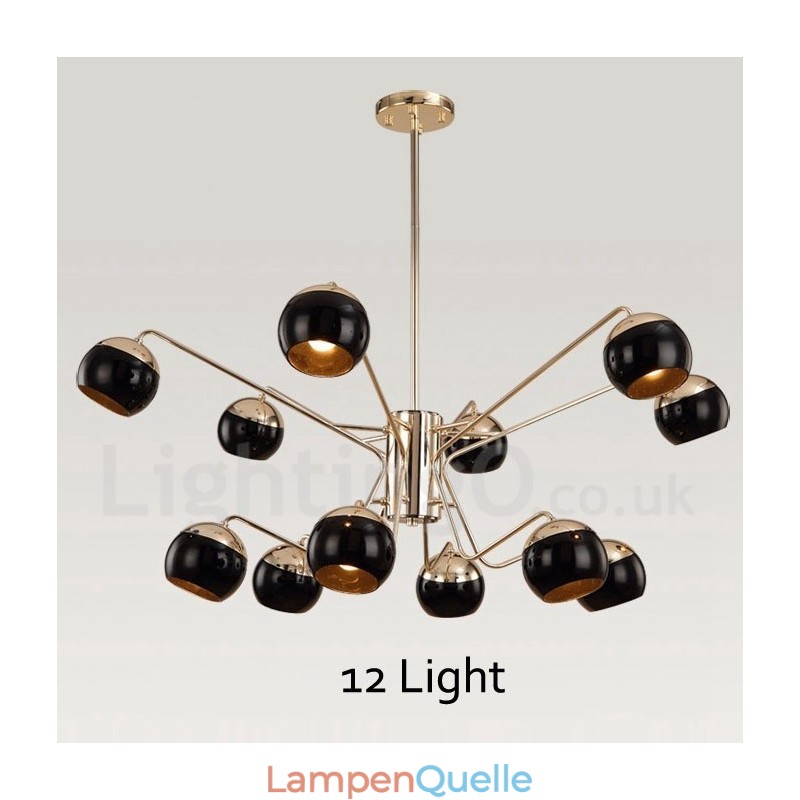 Moderne Kronleuchterlampe aus Metall mit 12 Lichtern, 2 Ebenen, mit Glasschirm