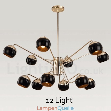 Moderne Kronleuchterlampe aus Metall mit 12 Lichtern, 2 Ebenen, mit Glasschirm Moderne Kronleuchterlampe aus Metall mit 12 Lichtern, 2 Ebenen, mit Glasschirm