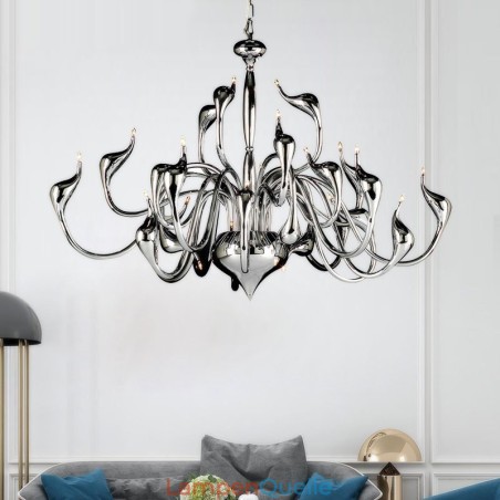 24 Lichter Moderner Schwanen-Kronleuchter G4 Chrom-Beschichtung Glühbirne enthalten 24 Lichter Moderner Schwanen-Kronleuchter G4 Chrom-Beschichtung Glühbirne enthalten