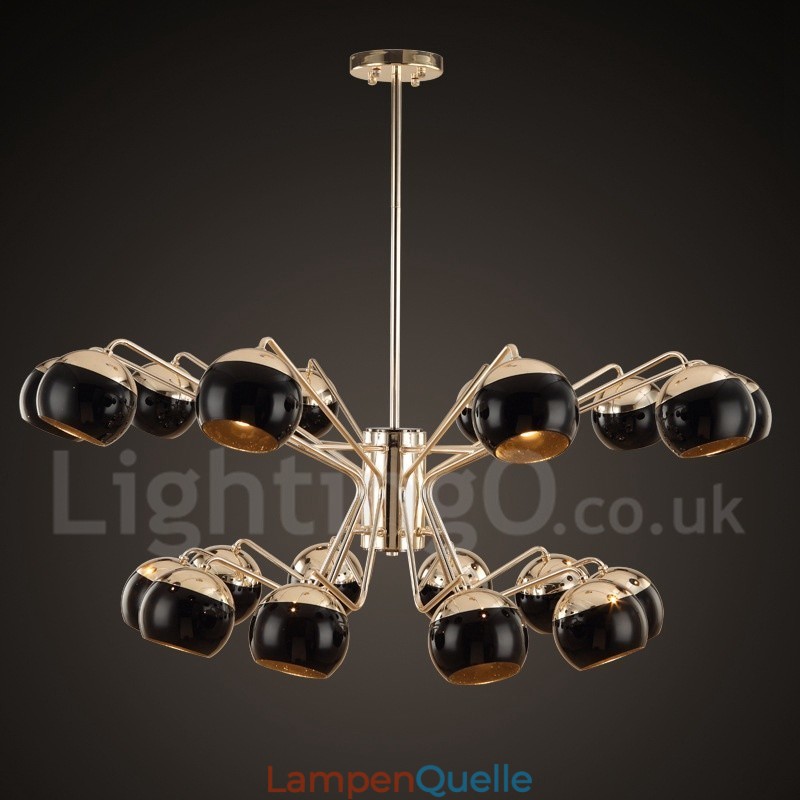 Moderne Kronleuchterlampe aus Metall mit Glasschirm