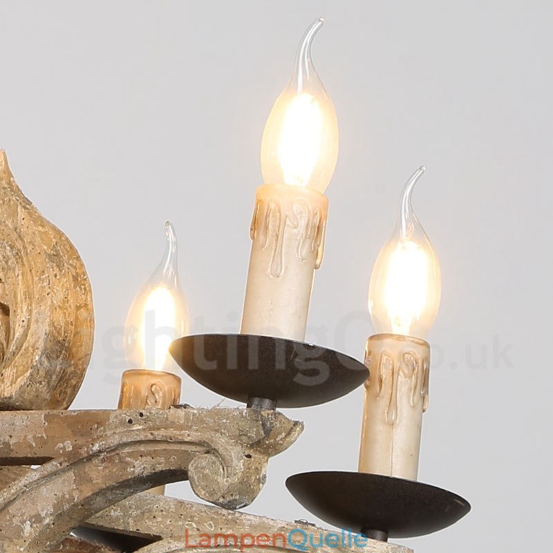 8 Licht Vintage Retro Holz Kronleuchter Lampe Licht