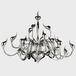 24 Lichter Moderner Schwanen-Kronleuchter G4 Chrom-Beschichtung Glühbirne enthalten