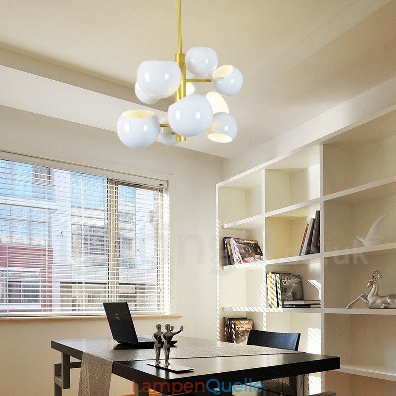 Moderne Kronleuchterlampe mit 10 Lichtern in Weiß