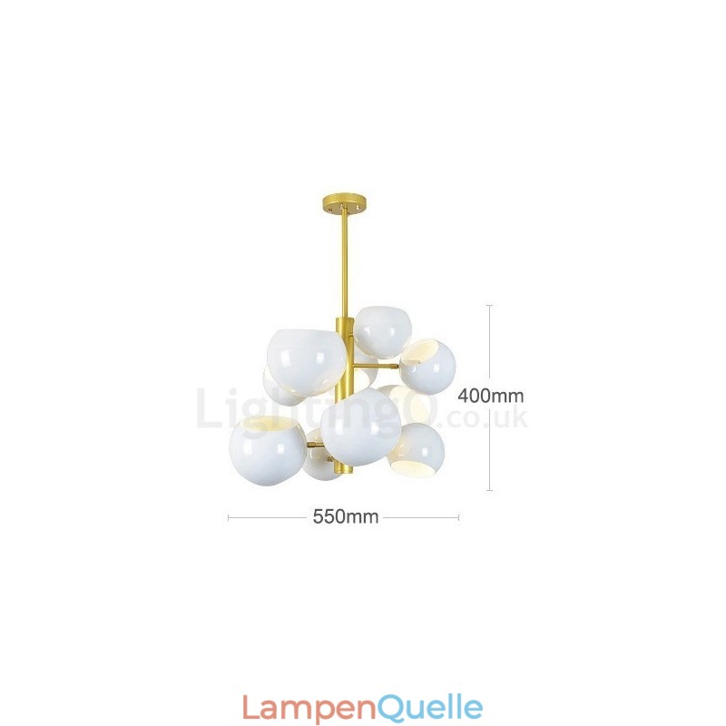 Moderne Kronleuchterlampe mit 10 Lichtern in Weiß