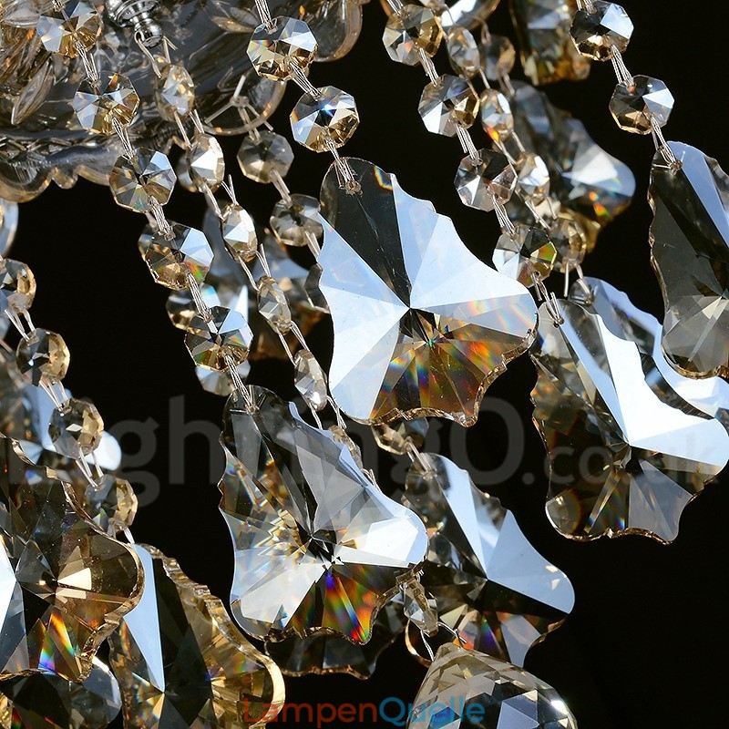 Retro Vintage Cognac Farbe K9 Kristall Moderner Kronleuchter mit 6 Lichtern