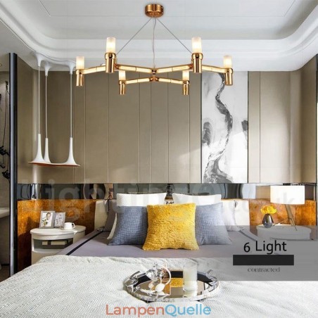 6-flammige einstöckige moderne zeitgenössische Kronleuchterlampe