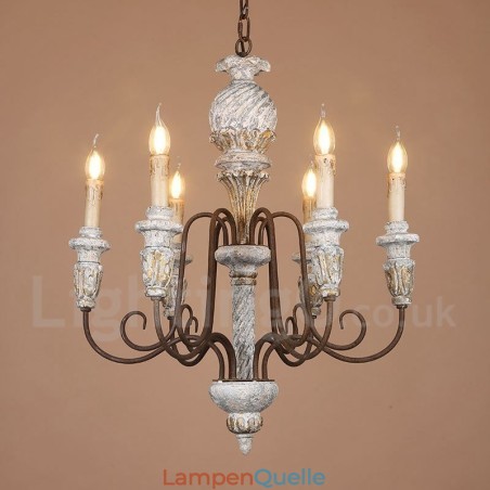 Country Vintage Holz 6 Licht Single Tier Kronleuchter für Licht Country Vintage Holz 6 Licht Single Tier Kronleuchter für Licht