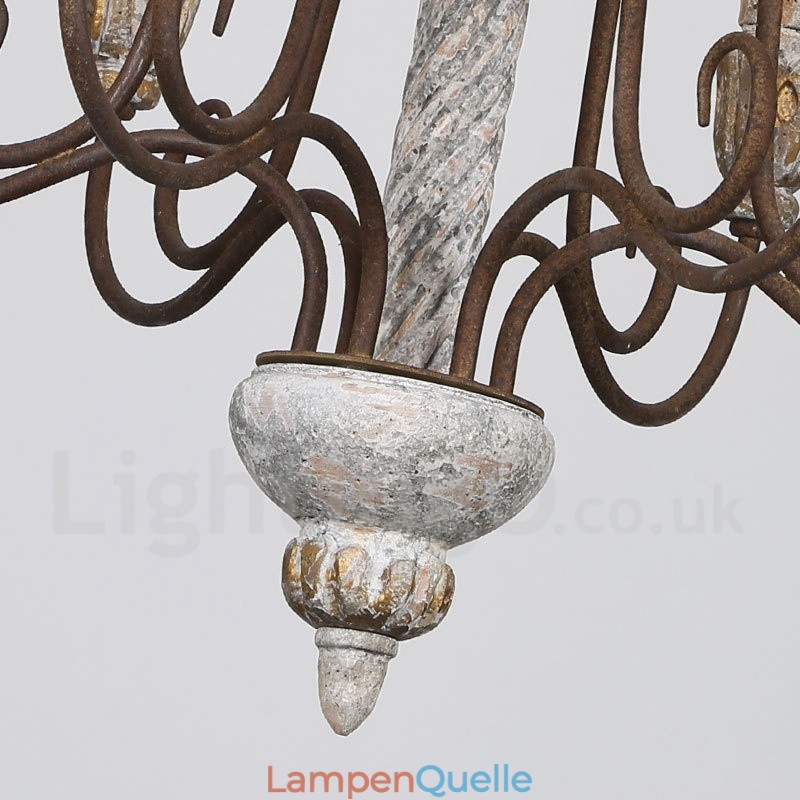 Country Vintage Holz 6 Licht Single Tier Kronleuchter für Licht