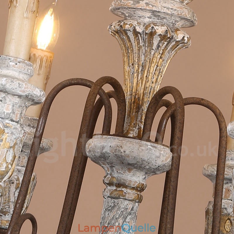 Country Vintage Holz 6 Licht Single Tier Kronleuchter für Licht