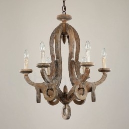 Landhaus Holz Vintage 6 Licht Einstufiger Kronleuchter Licht Holz Lampe