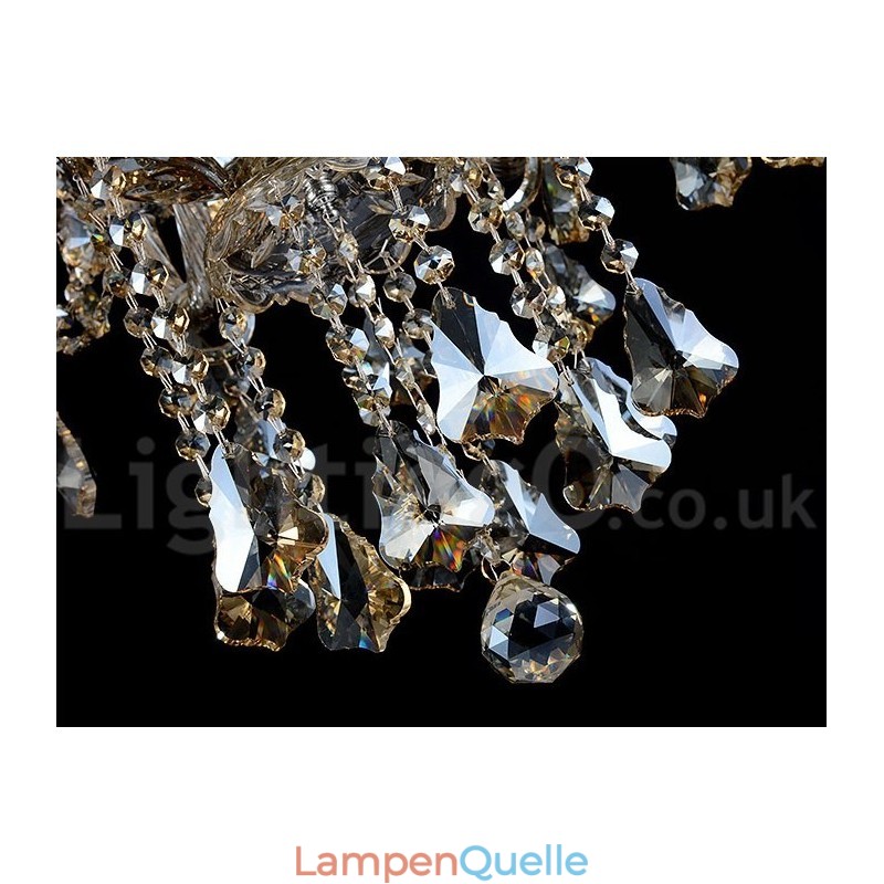 Retro Vintage Cognac Farbe K9 Kristall Moderner Kronleuchter mit 6 Lichtern