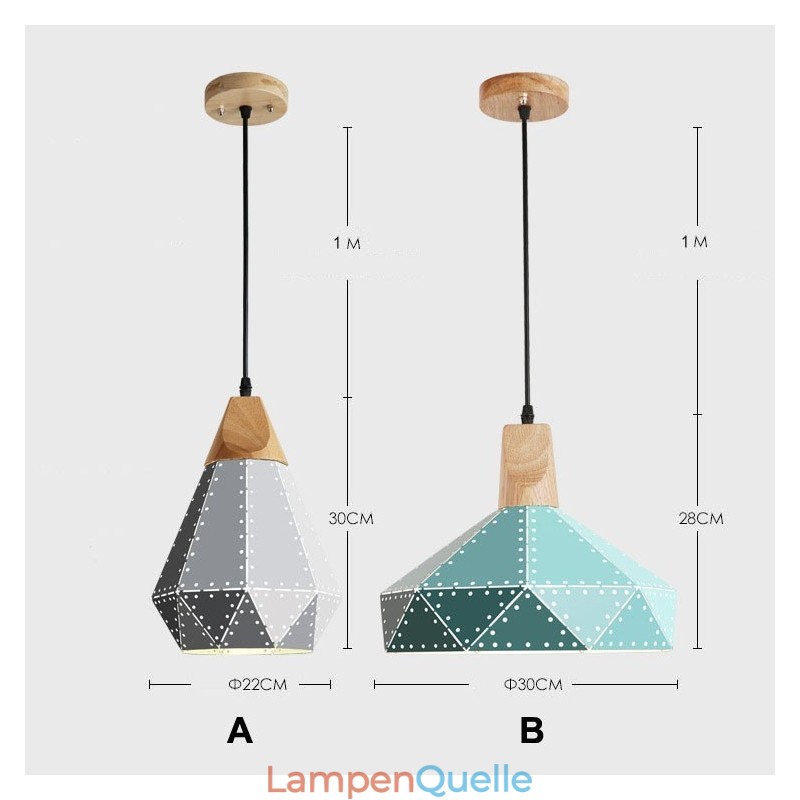 Moderne Pendelleuchte aus Metall mit 1 Licht, Holz