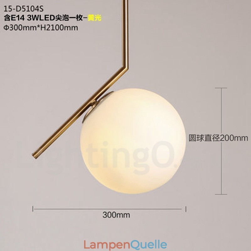 1-flammige, moderne Pendelleuchte mit Glasschirm