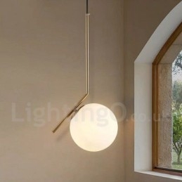 1-flammige, moderne Pendelleuchte mit Glasschirm
