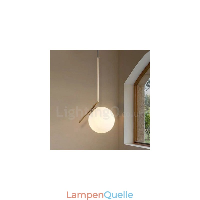 1-flammige, moderne Pendelleuchte mit Glasschirm