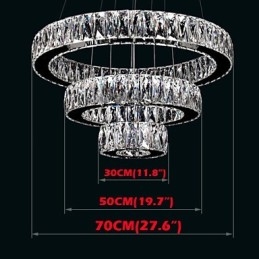 Kristall-Kronleuchter Lichter Moderne Beleuchtung Drei Ringe D305070 K9 Große Kristall Deckenleuchten