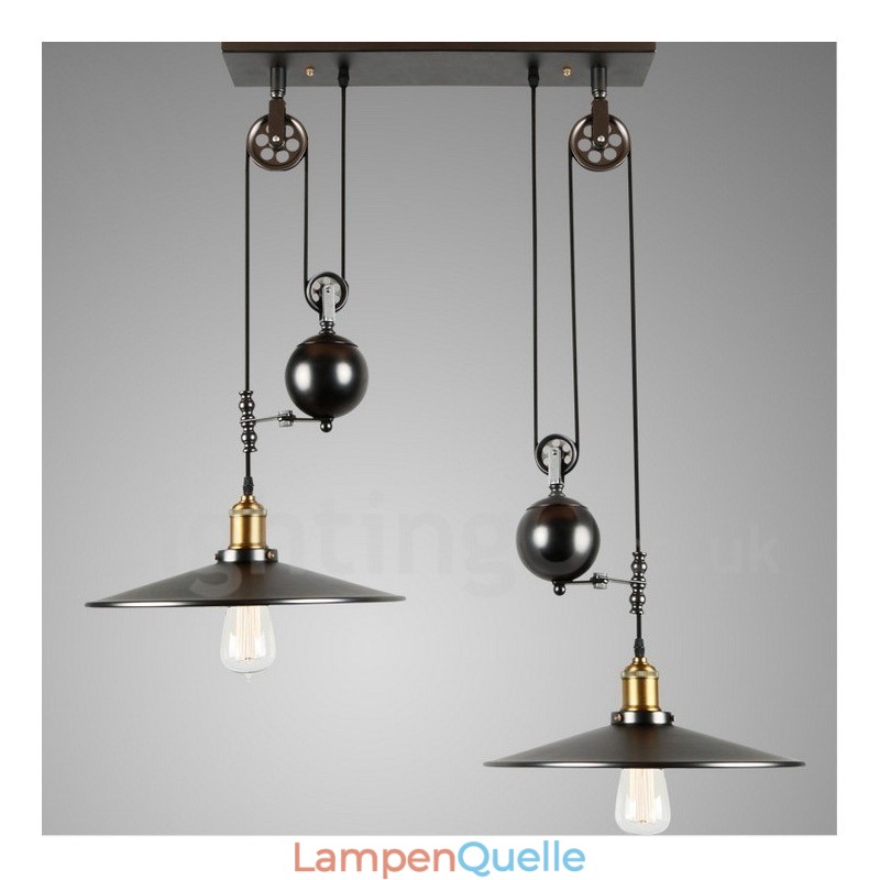 2-flammige Pendelleuchte aus Metall im Landhausstil im Vintage-Stil