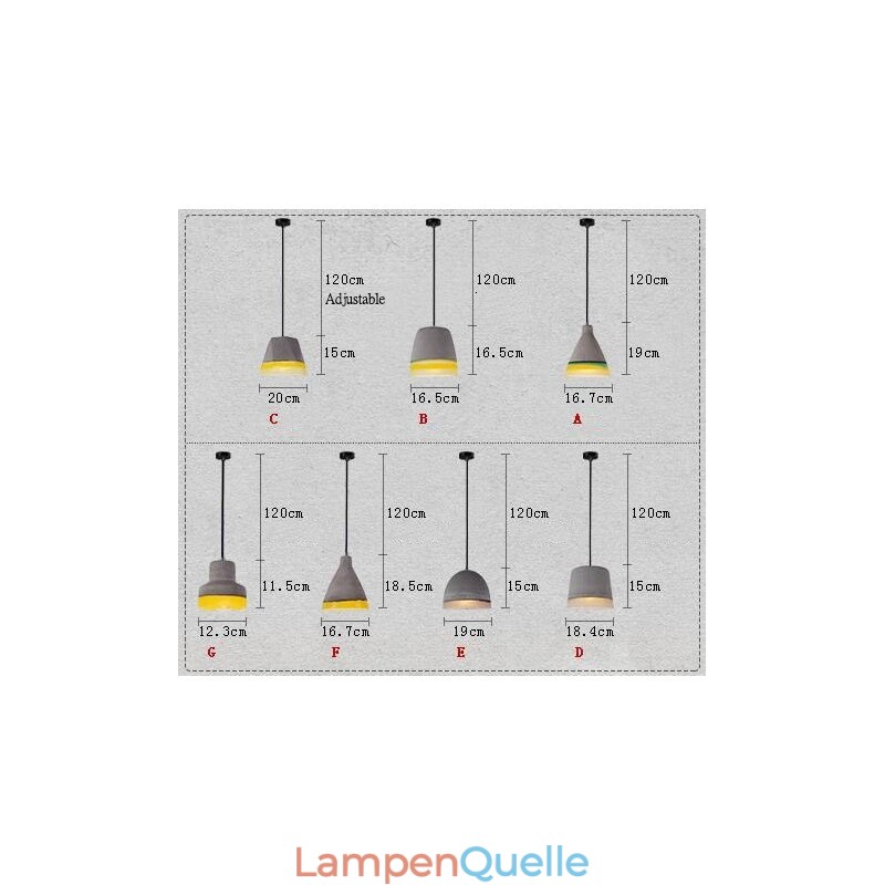 1-flammige Vintage-Beton-Pendelleuchte