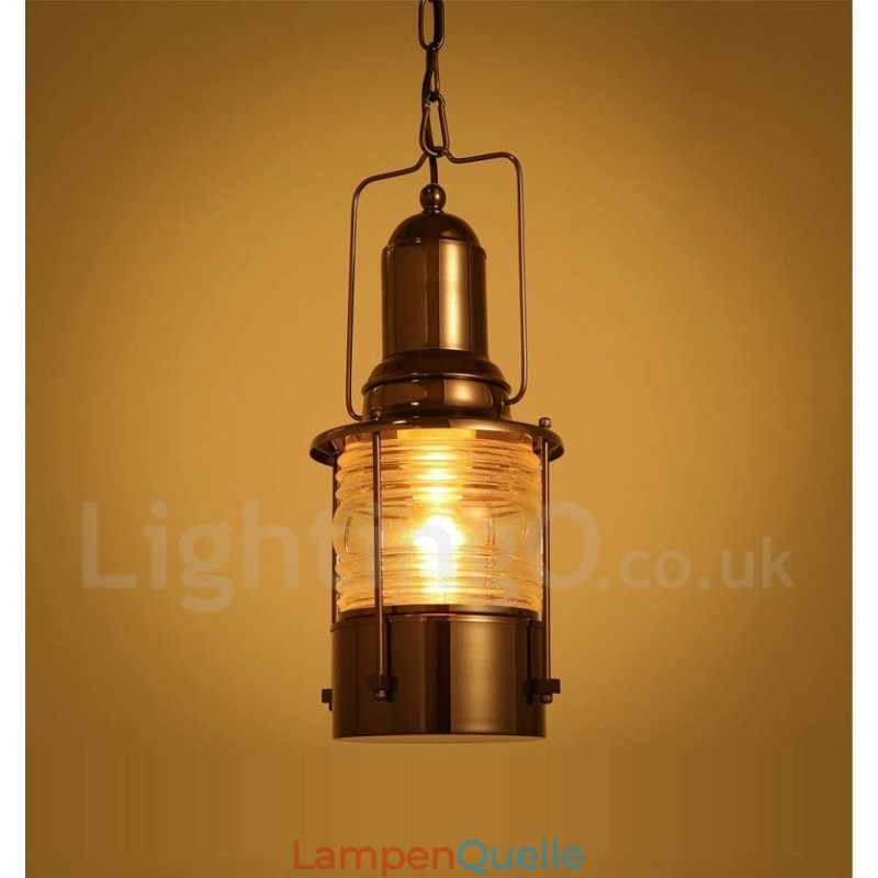Retro Vintage 1 Licht Laterne Kupfer Pendelleuchte