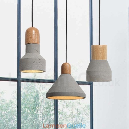 Einzellicht Moderne zeitgenössische Holz-Beton-Pendelleuchte Einzellicht Moderne zeitgenössische Holz-Beton-Pendelleuchte