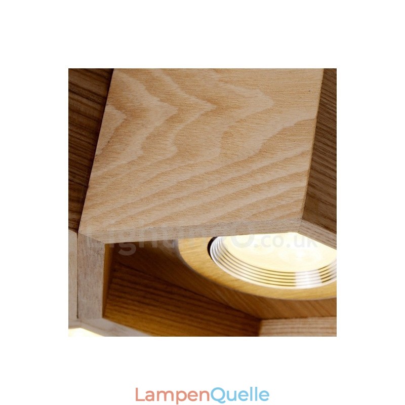 Moderne Pendelleuchte aus Holz mit 6 Lichtern