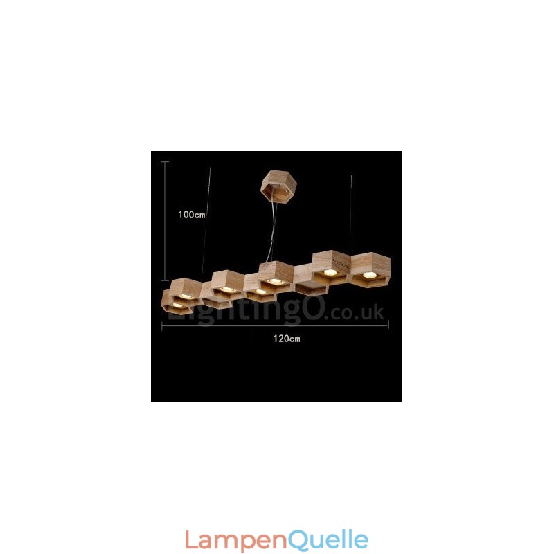 7-flammige Pendelleuchte aus Holz, modern und zeitgenössisch