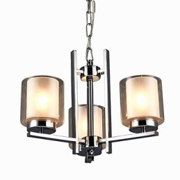 Galvanisierter Kronleuchter aus Eisen mit Glasschirm, klassische Kerzenbeleuchtungslampe, 3 Köpfe