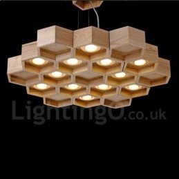 12 Licht Holz Moderne zeitgenössische Pendelleuchte