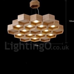 12 Licht Holz Moderne zeitgenössische Pendelleuchte